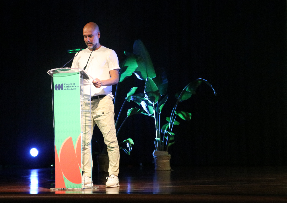 Pep Guardiola durant el Congrés del Cooperativisme de Catalunya