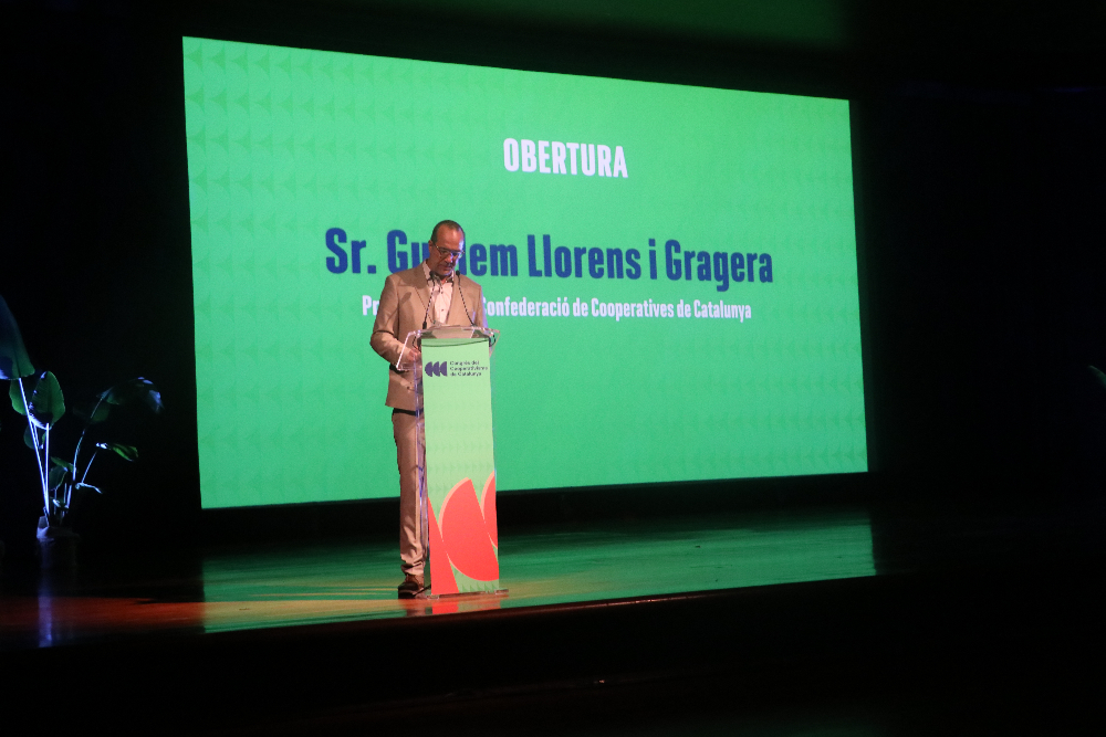 El president de la Confederació de Cooperatives de Catalunya, Guillem Llorens, durant el Congrés