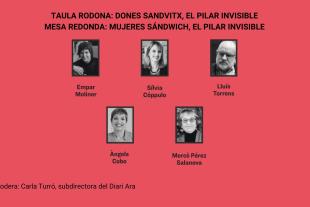 cartell sobre la taula rodona d'ALiura i el diari Ara sobre la dona sandvitx