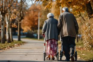 Dues persones grans passejant