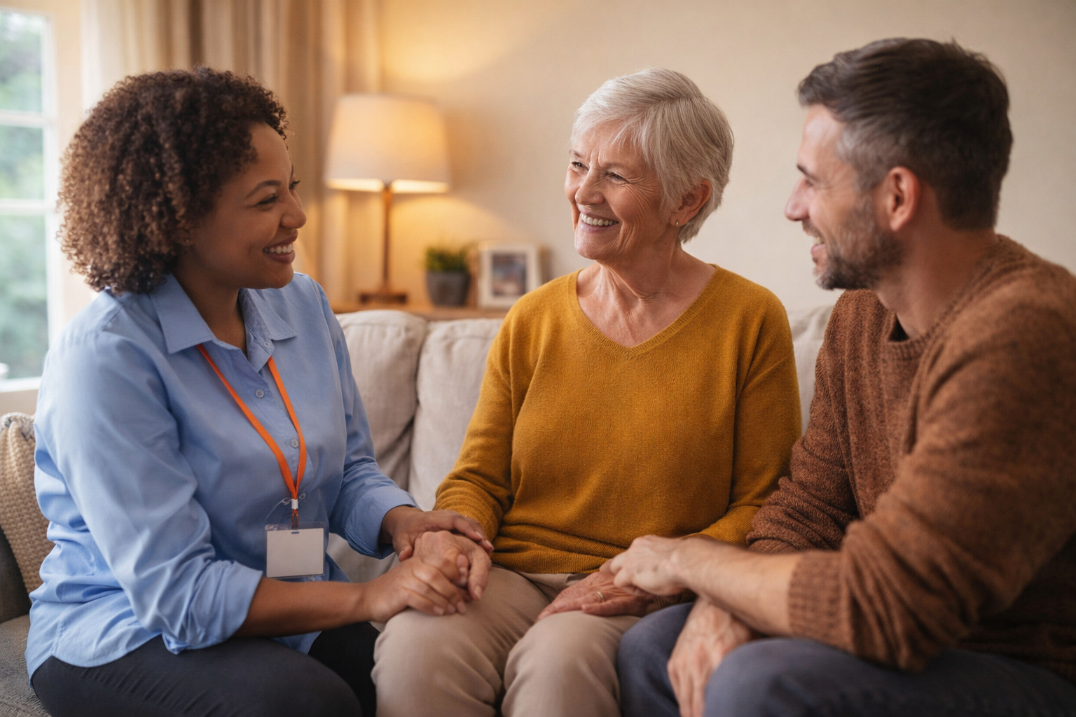 Persona atendida con la persona profesional y un familiar