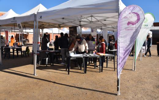 Una imatge de la fira d'entitats de Ponent on es veu la parada de Suara Cooperativa juntament amb la d'altres entitats