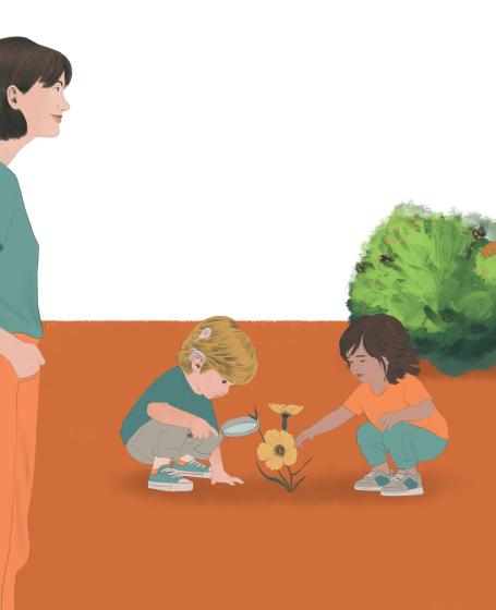 imatge principal infants i persona adulta observant la natura