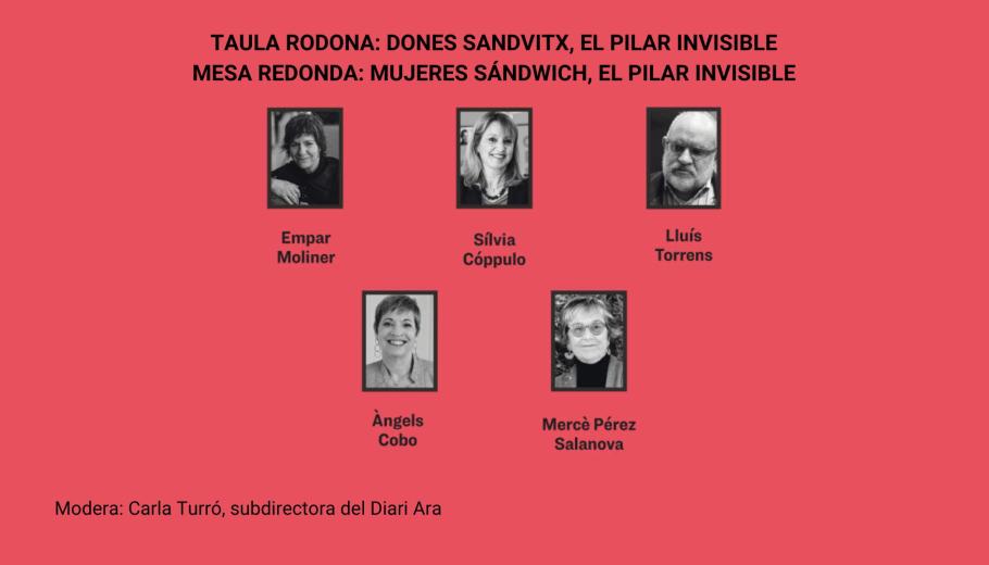 cartell sobre la taula rodona d'ALiura i el diari Ara sobre la dona sandvitx