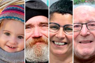 Composició de retrats de quatre persones de diferents edats