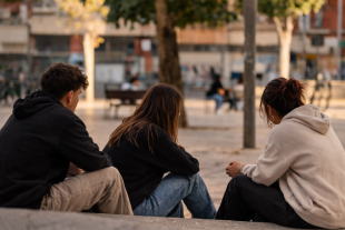 Jóvenes extutelados de Girona participantes en el programa SAEJ de Suara Cooperativa trabajando en su itinerario de autonomía personal y emancipación.